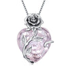 S925 Sterling Silver Rose Flower Heart Birthstone Pendant Necklace - Anniversary Gift Idea