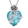 S925 Sterling Silver Rose Flower Heart Birthstone Pendant Necklace - Anniversary Gift Idea