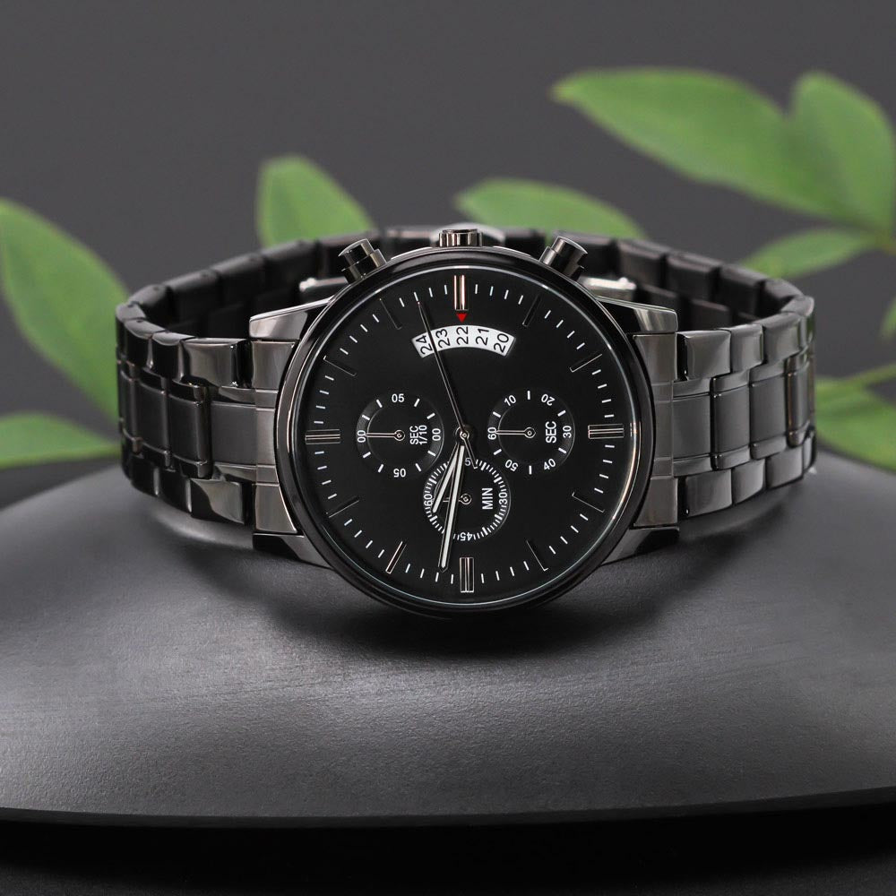 Son Enjoy The Ride, Black Chronograph Watch, Gift For Son From Dad