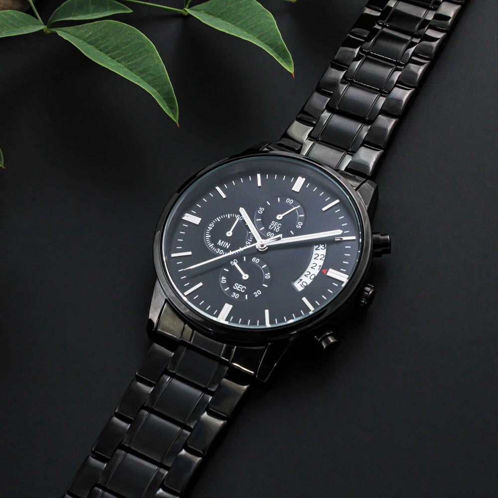 Son Enjoy The Ride, Black Chronograph Watch, Gift For Son From Dad