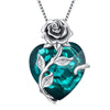 S925 Sterling Silver Rose Flower Heart Birthstone Pendant Necklace - Anniversary Gift Idea