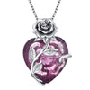 S925 Sterling Silver Rose Flower Heart Birthstone Pendant Necklace - Anniversary Gift Idea