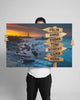 Lighthouse Sunset Color Personalized Multi-Names Canvas