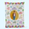 Kid Affirmations I Am Kind Grateful Loved - Personalized Blanket