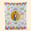 Kid Affirmations I Am Kind Grateful Loved - Personalized Blanket