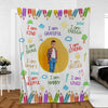 Kid Affirmations I Am Kind Grateful Loved - Personalized Blanket