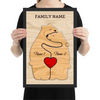 Wooden Bear Family Puzzle on Framed Poster - Custom Family Name