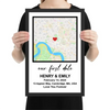 Personalized First Date Map Framed Poster - Gift For Couples