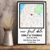 Personalized First Date Map Framed Poster - Gift For Couples