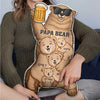 Papa Bear Custom Shaped Pillow - Father's Day Gift