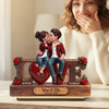 Roses LOVE Couple Sitting Kissing - Personalized 2-Layered Wooden Plaque 4
