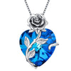 S925 Sterling Silver Rose Flower Heart Birthstone Pendant Necklace - Anniversary Gift Idea