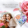 Birthstone Necklace for Women 925 Sterling Silver Rose Flower Heart Crystal Pendant Necklace