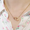 Interlocking Hearts Necklace with Teddy Bear Eternal Rose Flower Rotating Gift Box - Mother's Day Gift