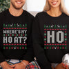 Unisex Funny Couples Ugly Christmas Sweater - Where's My Ho At