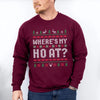 Unisex Funny Couples Ugly Christmas Sweater - Where's My Ho At
