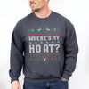 Unisex Funny Couples Ugly Christmas Sweater - Where's My Ho At