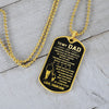 Dad My Loving Father. Dog Tag Necklace, Father's Day Gift Idea