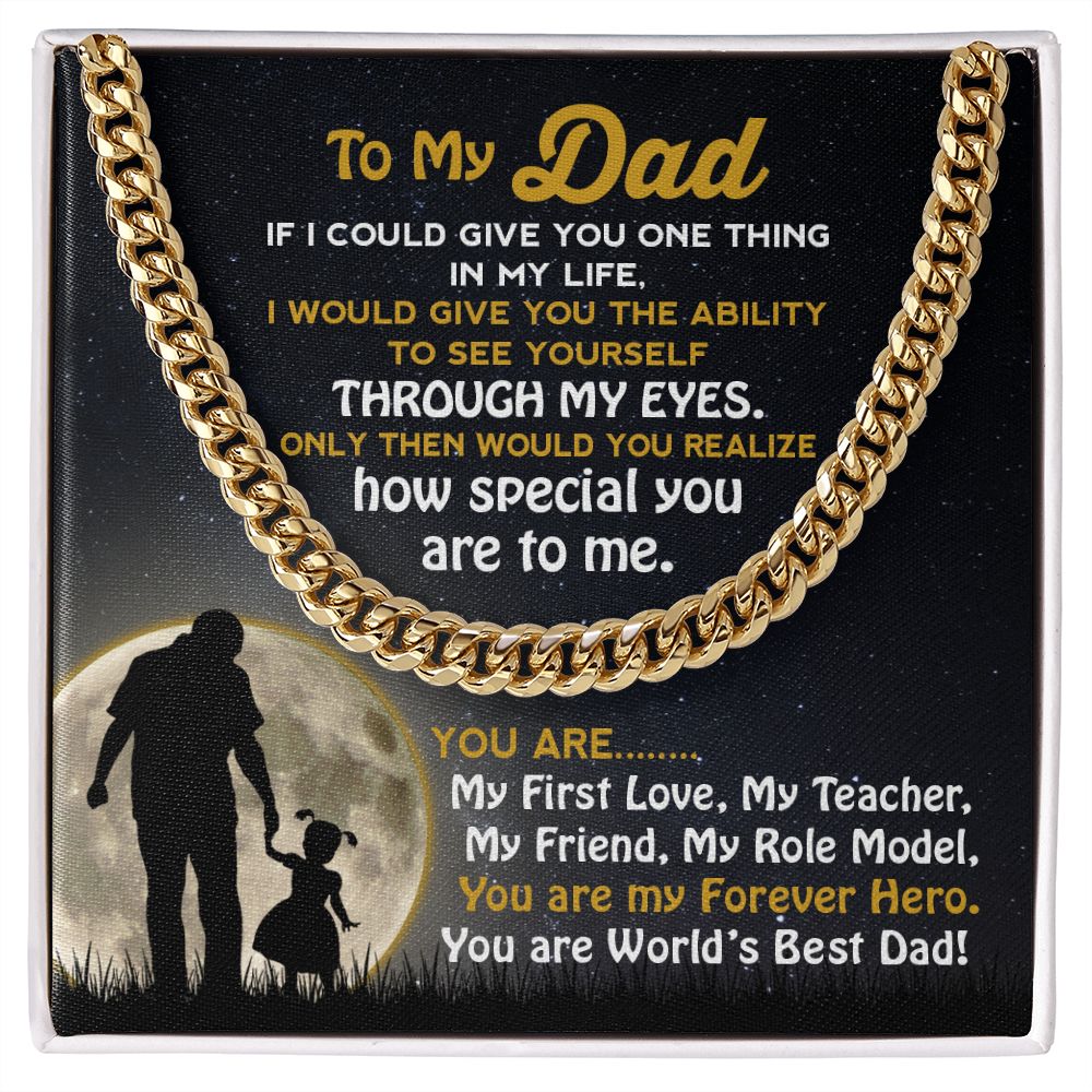 Dad My Forever Hero, Cuban Link Chain Necklace, Father's Day Gift For Dad