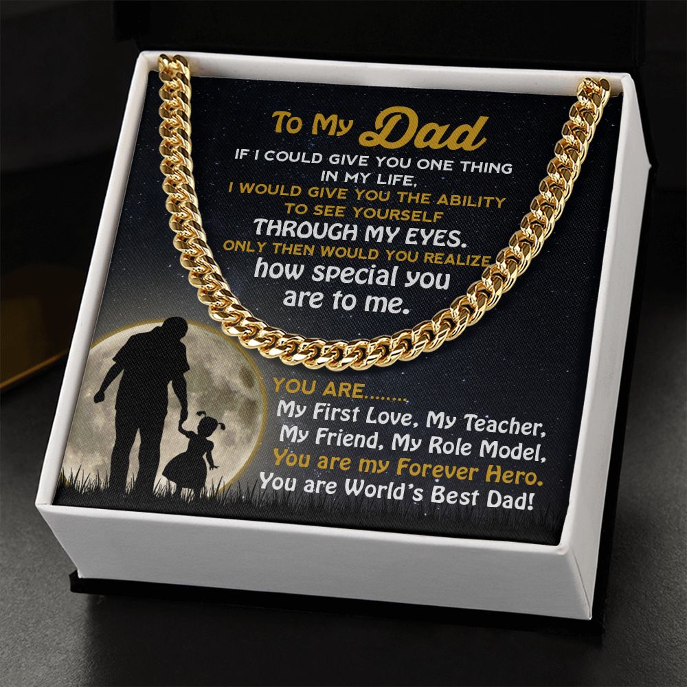 Dad My Forever Hero, Cuban Link Chain Necklace, Father's Day Gift For Dad