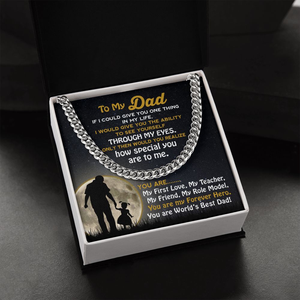 Dad My Forever Hero, Cuban Link Chain Necklace, Father's Day Gift For Dad