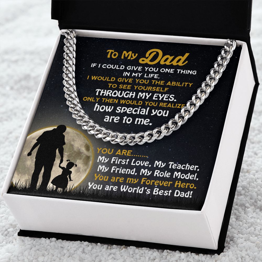 Dad My Forever Hero, Cuban Link Chain Necklace, Father's Day Gift For Dad