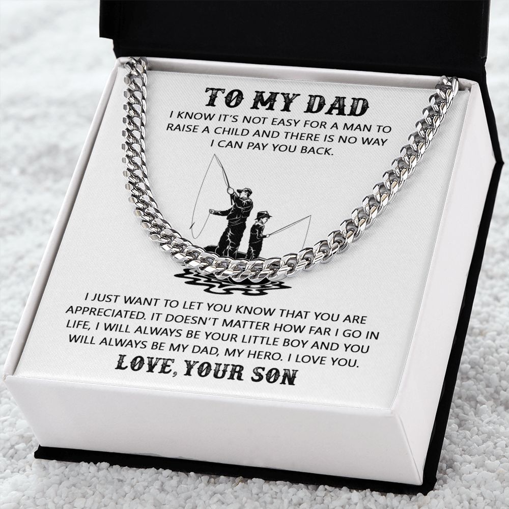 My Dad, My Hero - Cuban Link Chain Necklace - Father's Day Gift Idea For Dad