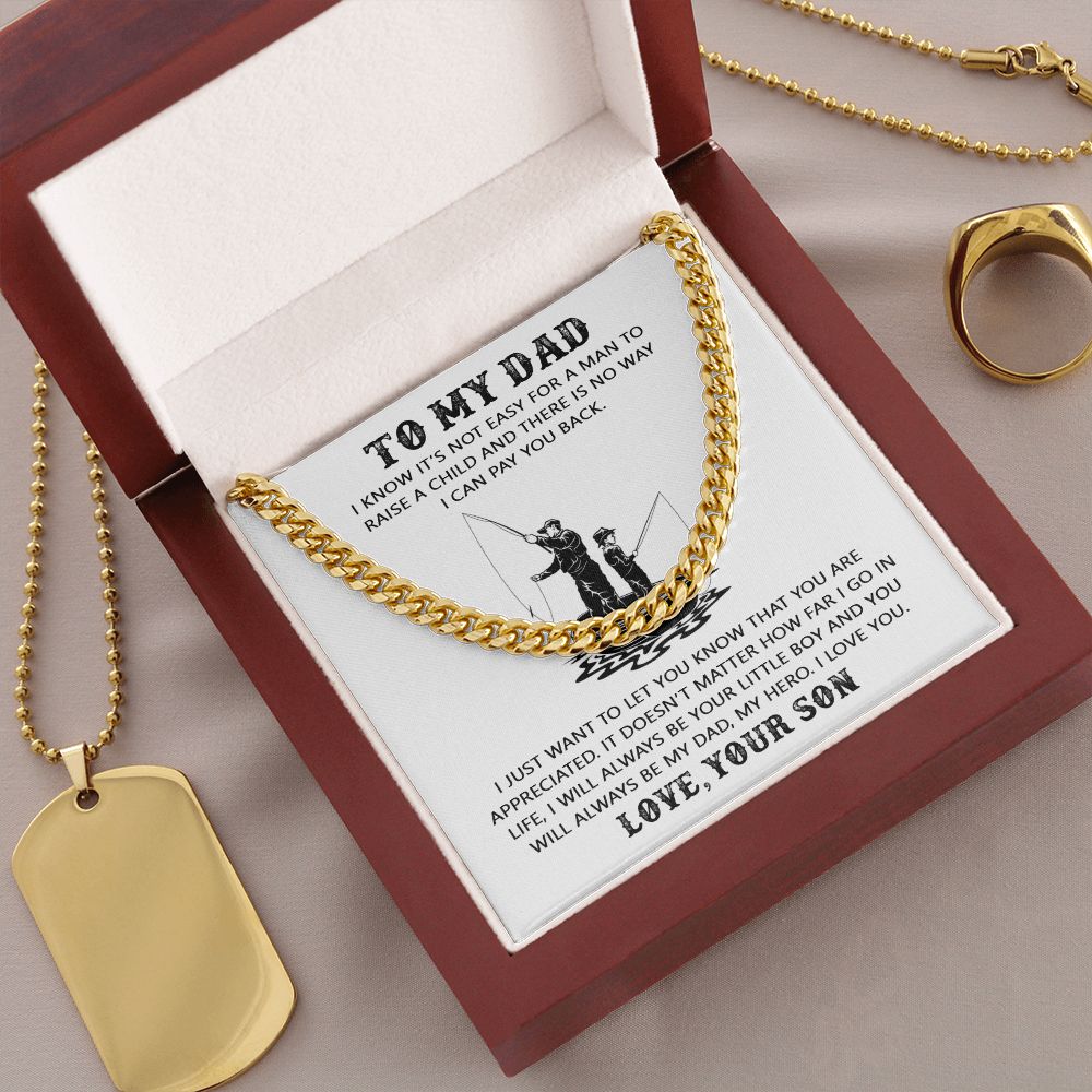 My Dad, My Hero - Cuban Link Chain Necklace - Father's Day Gift Idea For Dad