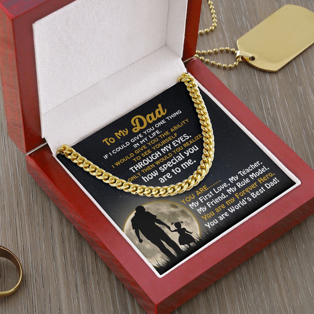 Dad My Forever Hero, Cuban Link Chain Necklace, Father's Day Gift For Dad