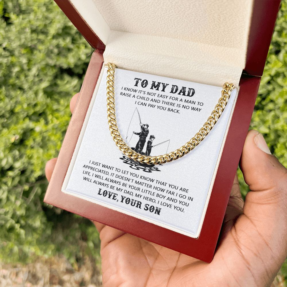 My Dad, My Hero - Cuban Link Chain Necklace - Father's Day Gift Idea For Dad