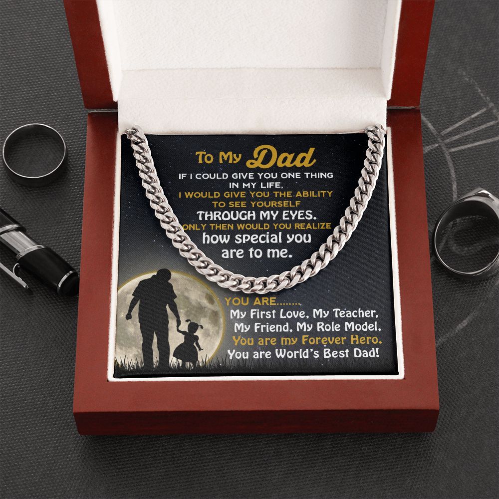 Dad My Forever Hero, Cuban Link Chain Necklace, Father's Day Gift For Dad