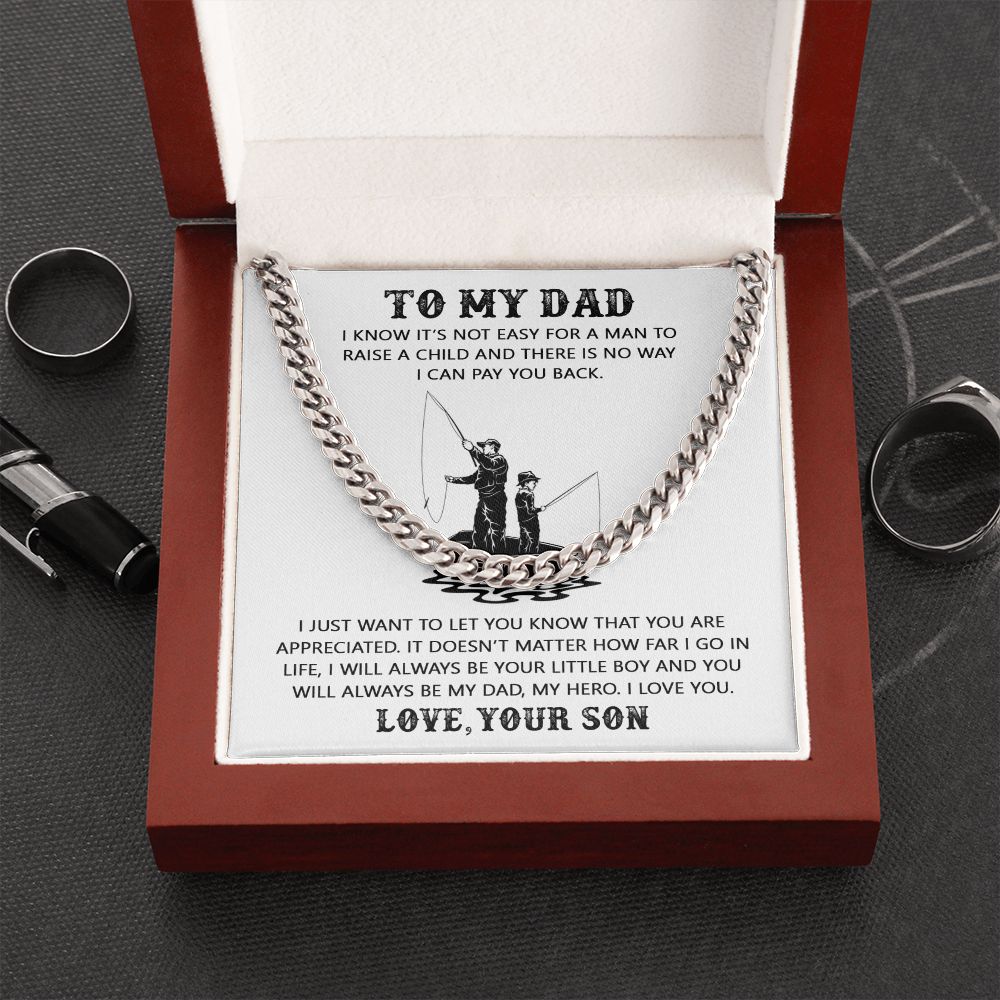 My Dad, My Hero - Cuban Link Chain Necklace - Father's Day Gift Idea For Dad