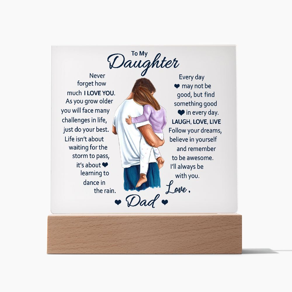 Daughter Laugh Love Live, Square Acrylic Plaque, Gift For Daughter From Dad