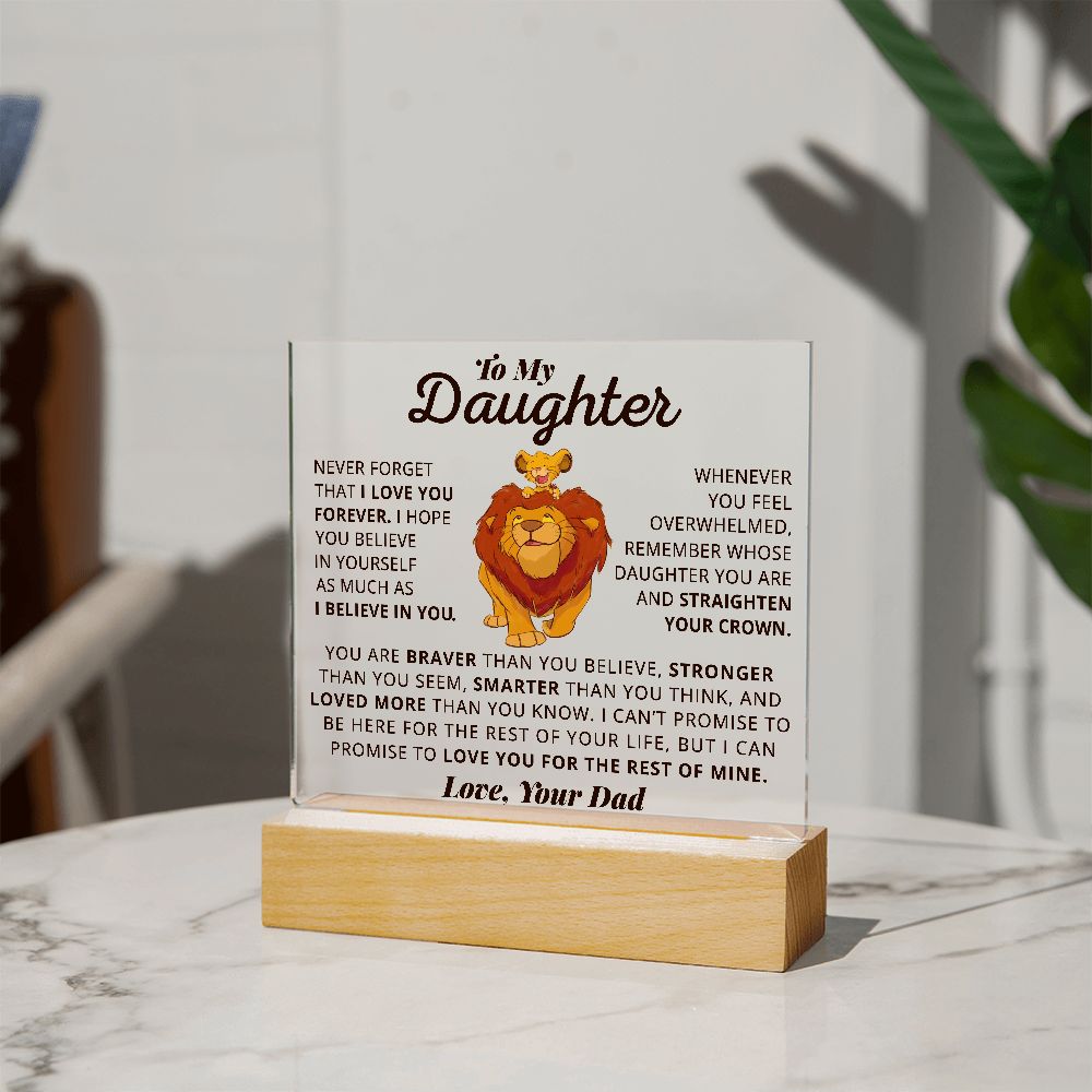 Daughter I Love You Forever, Square Acrylic Plaque, Gift For Daughter From Dad