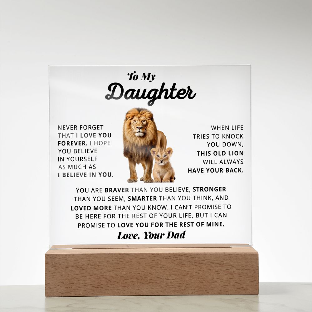 Daughter I Love You Forever, Square Acrylic Plaque, Best Gift For Daughter From Dad