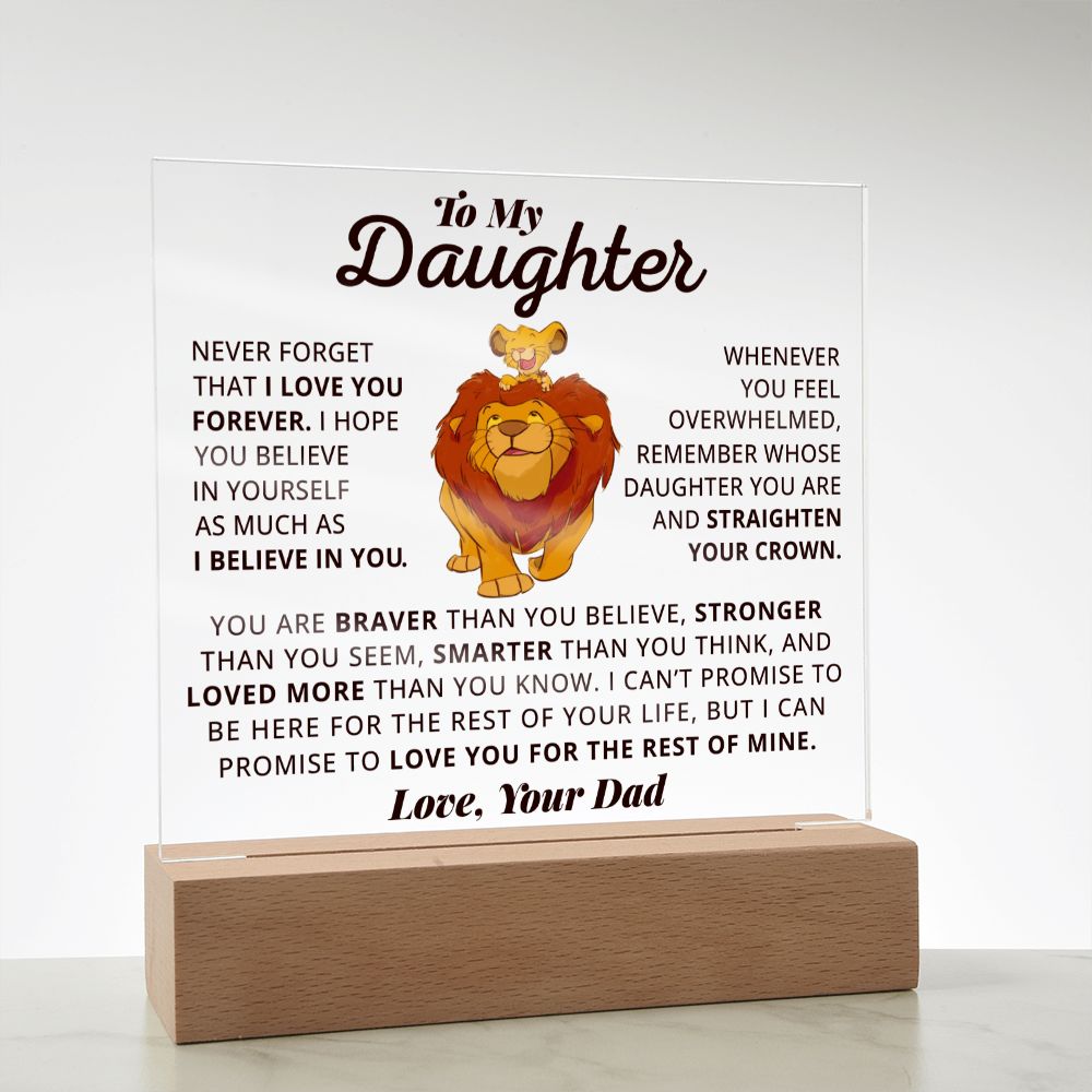 Daughter I Love You Forever, Square Acrylic Plaque, Gift For Daughter From Dad