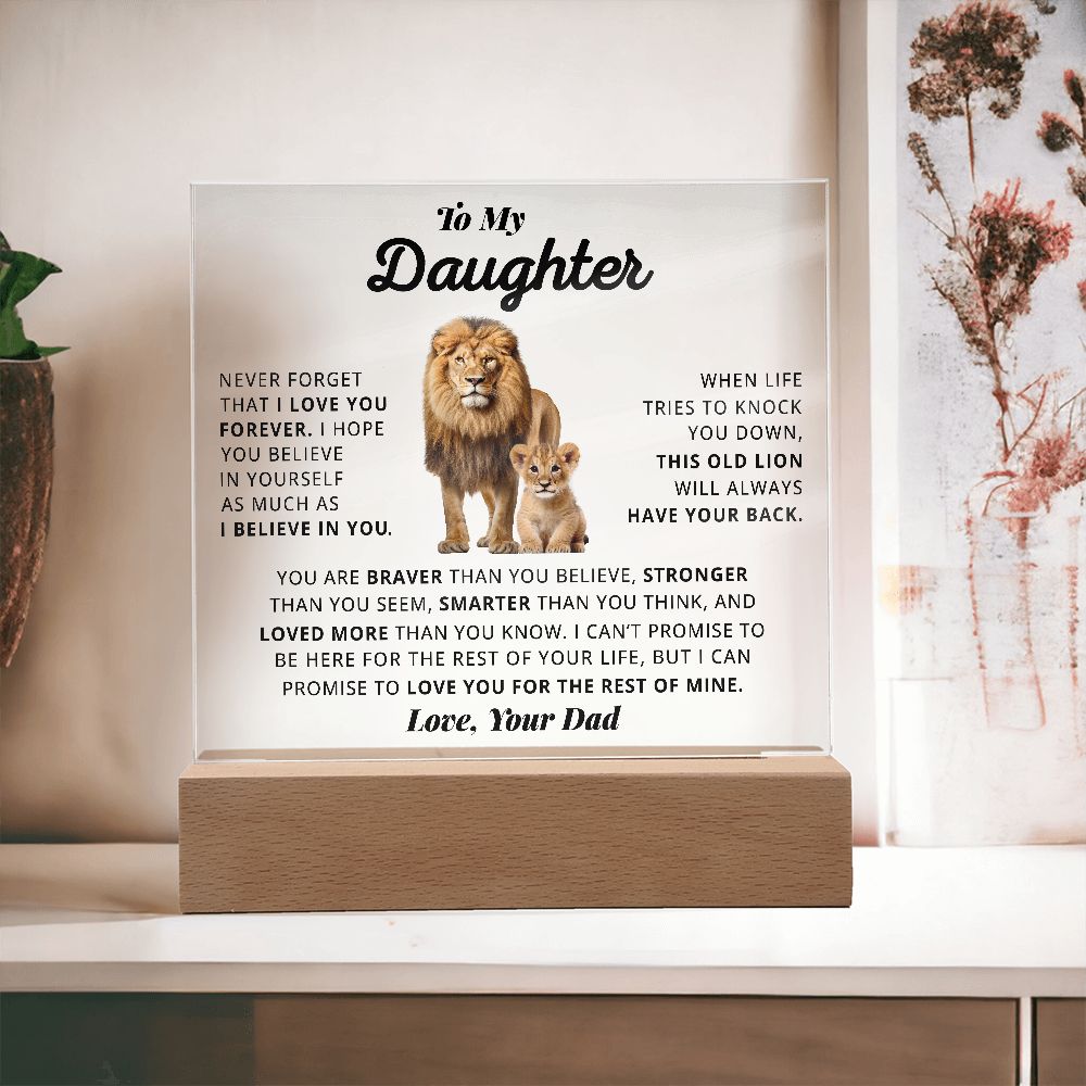 Daughter I Love You Forever, Square Acrylic Plaque, Best Gift For Daughter From Dad