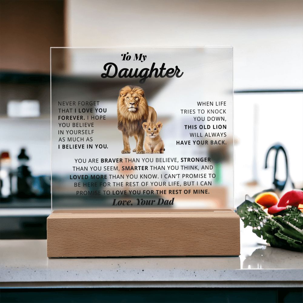 Daughter I Love You Forever, Square Acrylic Plaque, Best Gift For Daughter From Dad