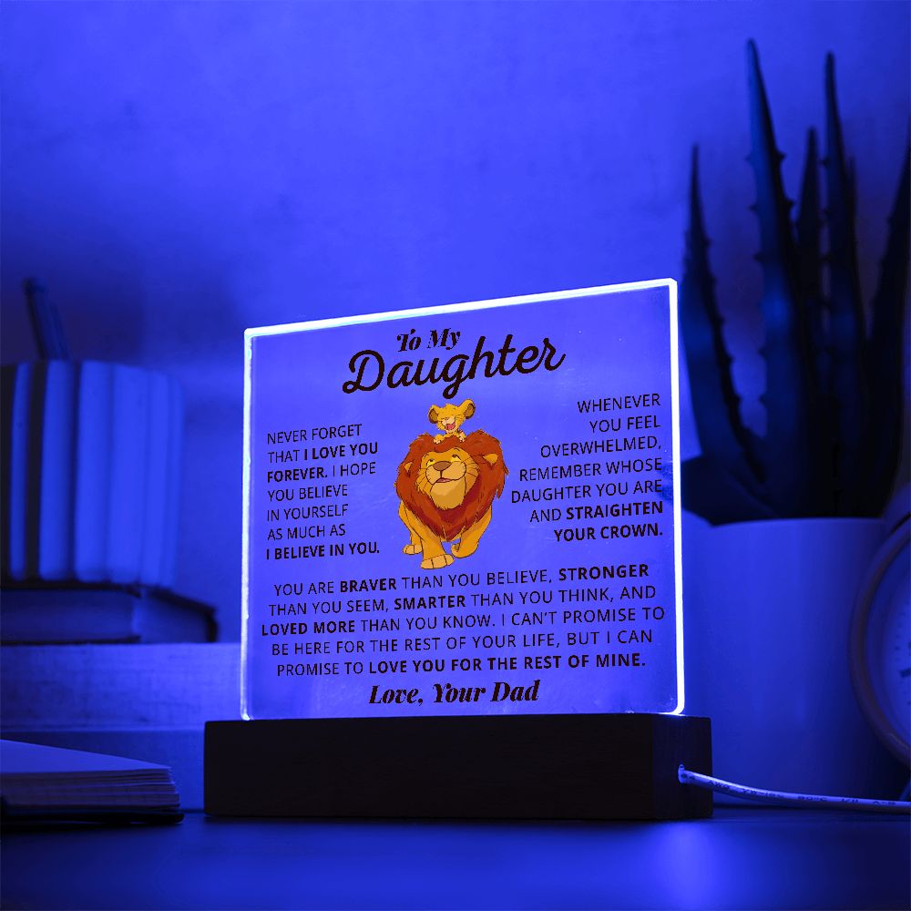 Daughter I Love You Forever, Square Acrylic Plaque, Gift For Daughter From Dad