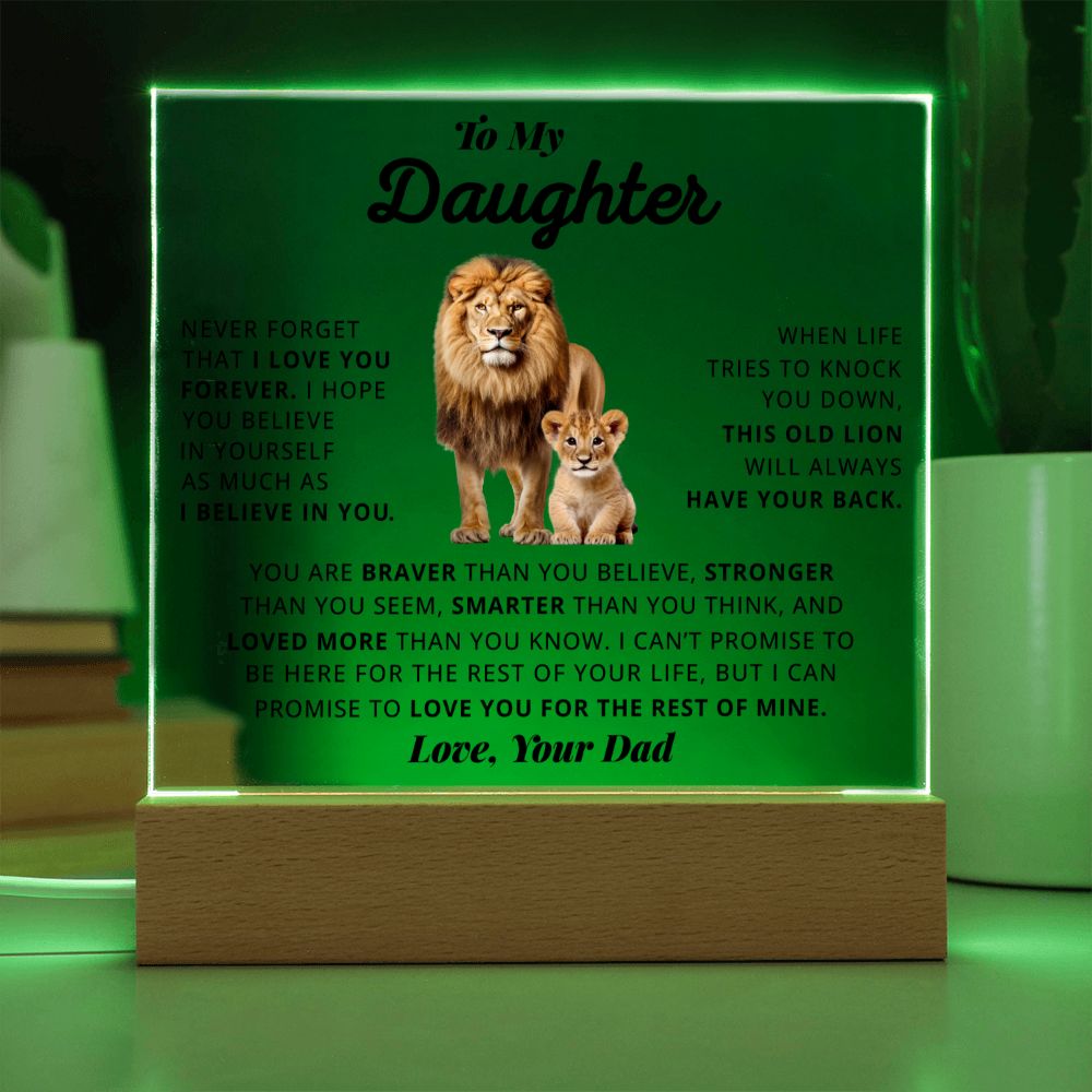 Daughter I Love You Forever, Square Acrylic Plaque, Best Gift For Daughter From Dad