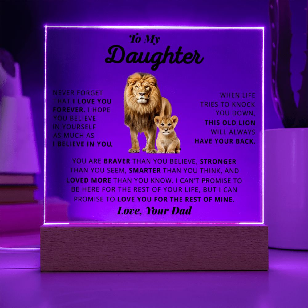 Daughter I Love You Forever, Square Acrylic Plaque, Best Gift For Daughter From Dad