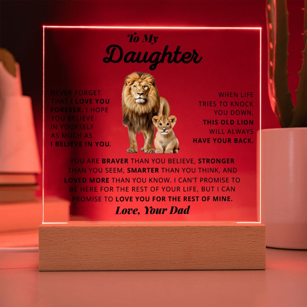 Daughter I Love You Forever, Square Acrylic Plaque, Best Gift For Daughter From Dad