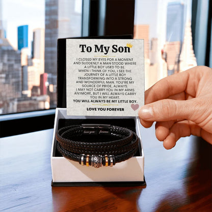 To My Son Wonderful Man, Men's "Love You Forever" Bracelet, Best Gift For Son