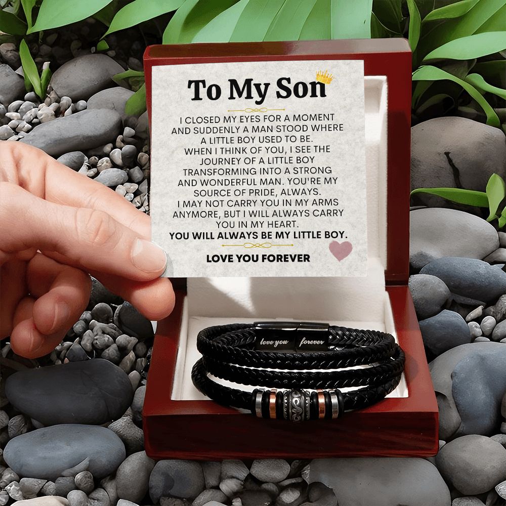 To My Son Wonderful Man, Men's "Love You Forever" Bracelet, Best Gift For Son