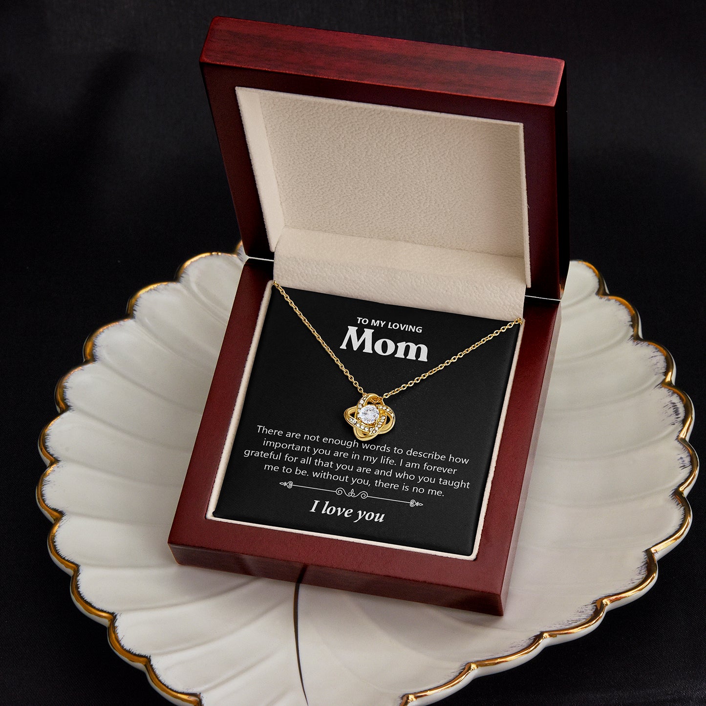 Loving Mom There Are not Enough Words | Mother's Day Gift for Her | Love Knot Necklace