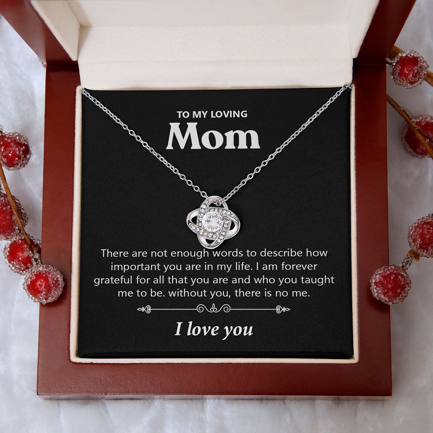 Loving Mom There Are not Enough Words | Mother's Day Gift for Her | Love Knot Necklace