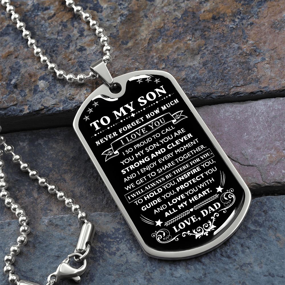 Proud To Call You My Son, Dog Tag Necklace Quotes Meaning Message, 18k Yellow Gold Gift For Son From Dad, Christmas Birthday Gift Ideas