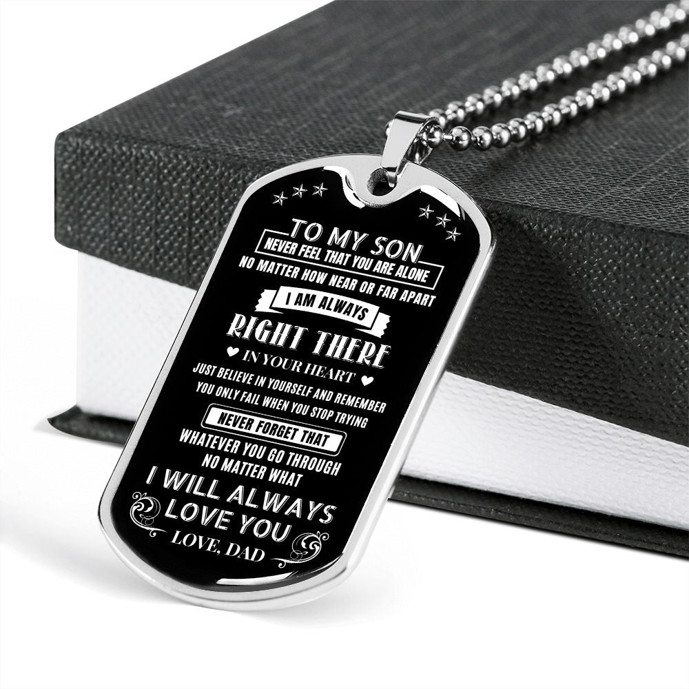 Son Never Feel You Are Alone, Dog Tag Necklace Meaning Message, 18k Yellow Gold Gift For Son From Dad, Best Christmas Birthday Gift Ideas