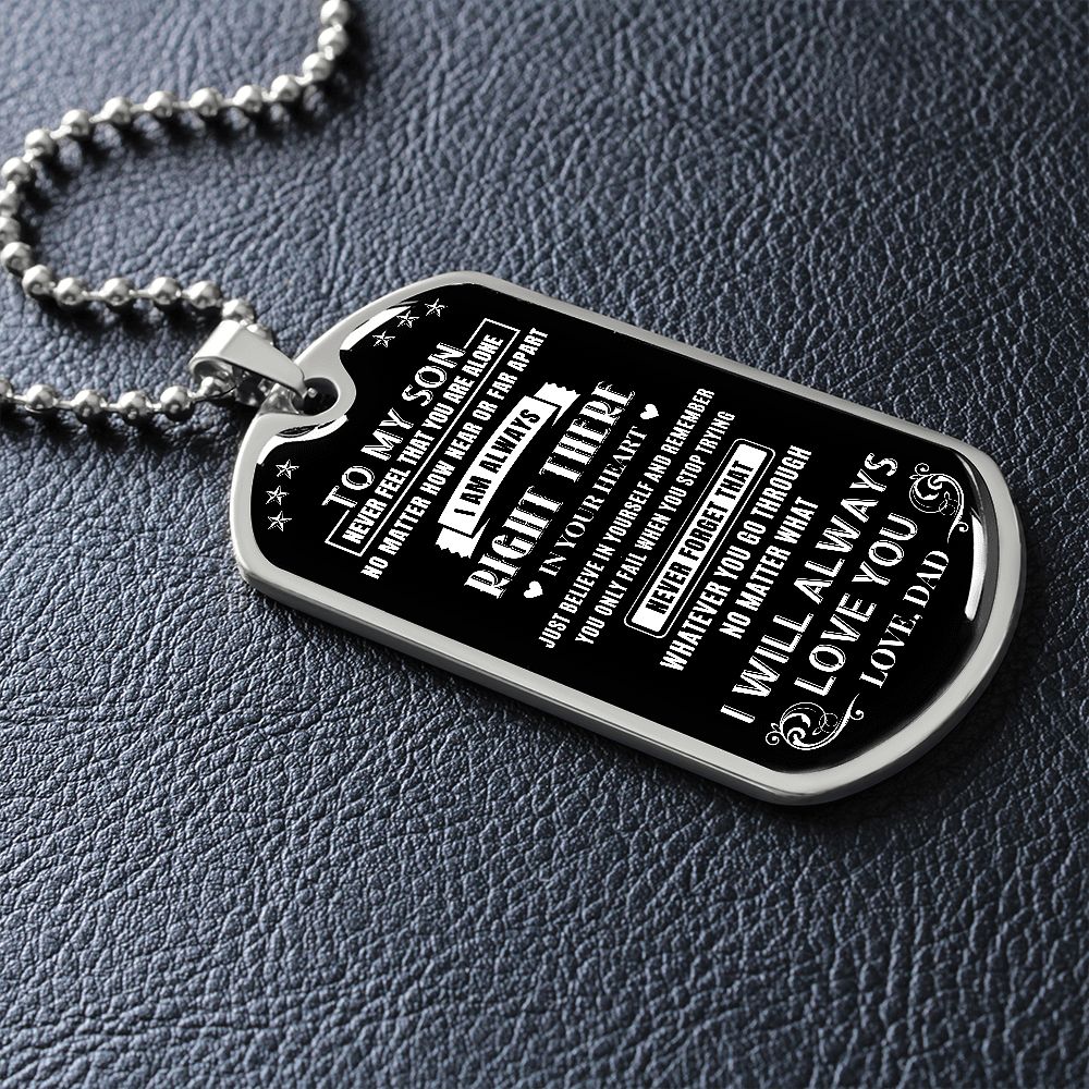Son Never Feel You Are Alone, Dog Tag Necklace Meaning Message, 18k Yellow Gold Gift For Son From Dad, Best Christmas Birthday Gift Ideas
