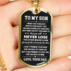 Son Never Lose, Dog Tag Necklace, Christmas Gift Idea, Son Gift from Dad